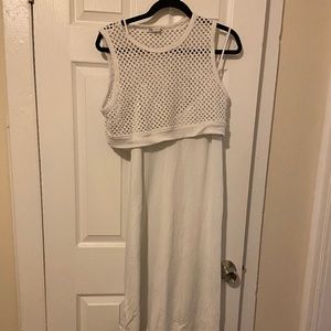 White Zara midi dress with mesh crop top